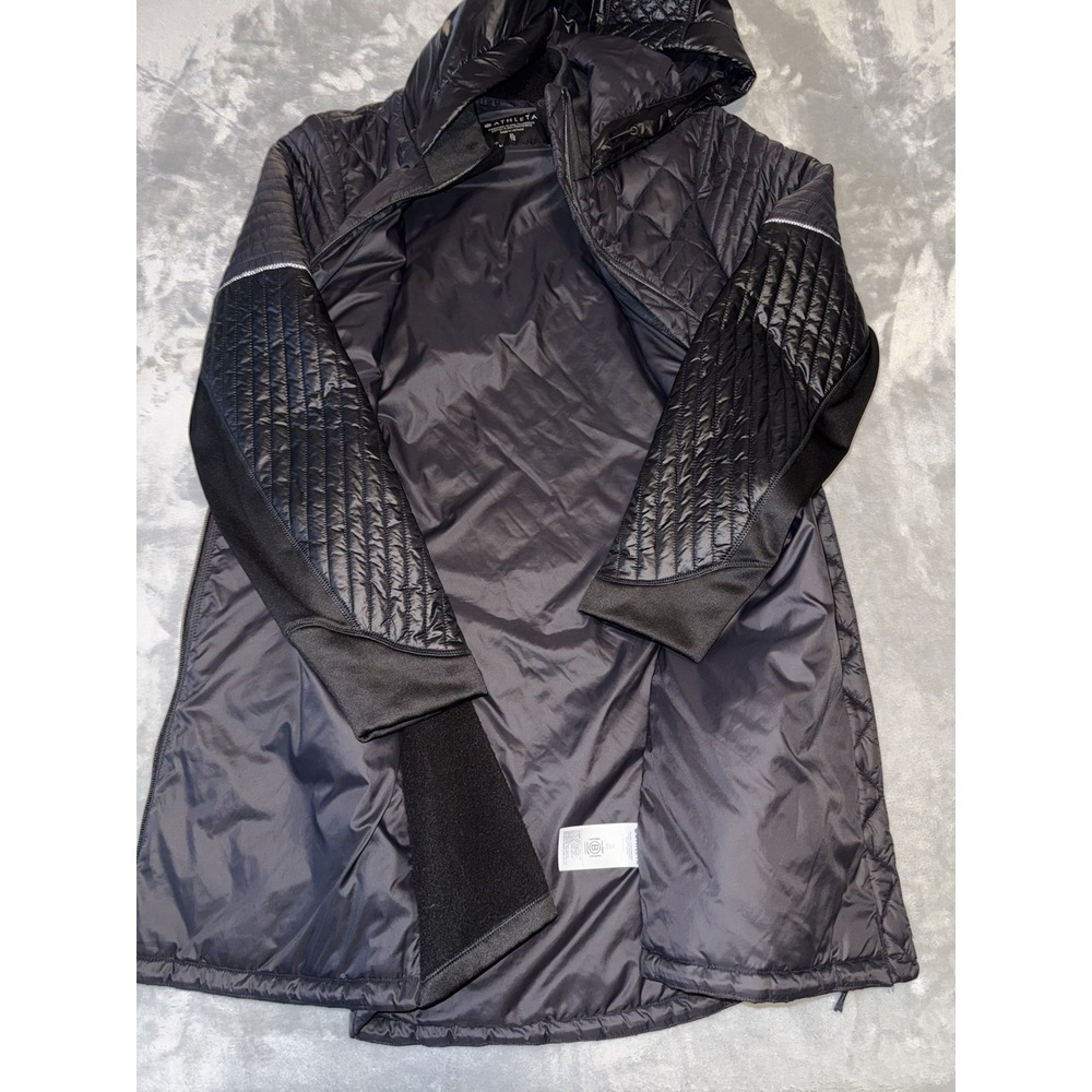 Athleta Women's XL Bayview Quilted Hooded‎ Coat Black Warm Lightweight Jacket - Picture 6 of 7